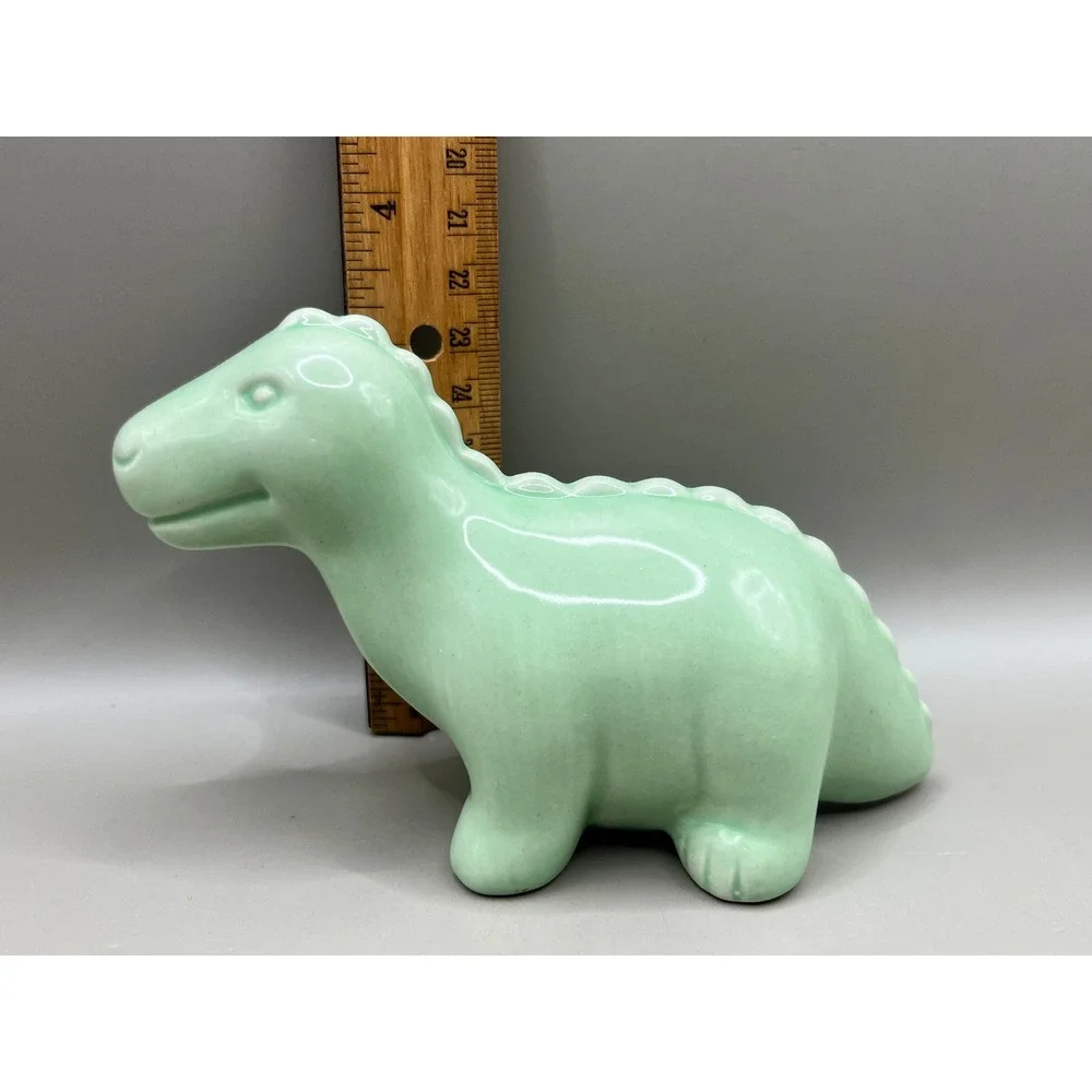 Vtg Mint Green Ceramic Dinosaur Figurine Glossy Seafoam Pottery Decor 3.5